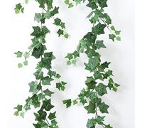 mizii 2 Strands Artificial Vines Ivy Garland 79" Fake Vine with Silk Green Leaves Faux Hanging Plants Greenery Decoration for Bedroom Home Wall Party Wedding Arch Apartment Room Decor (Ivy)
