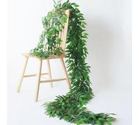 Mizii Artificial Vines Garland 10 Feet Faux Italian Ruscus Vine Greenery Garland Silk Green Leaves Decoration Fake Plants Greenery for Table Centerpieces Home Room Wall Wedding Arch Decor (10 feet)