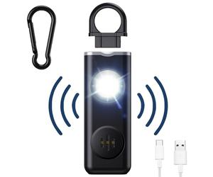 mizikuu 130 dB Personal Alarm for Women, Pocket Alarm for Personal Safety with LED Light and USB Rechargeable Self Defense Keychain for Women kids Students Elderly people Black