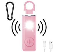 mizikuu 130 dB Personal Alarm, Pocket Alarm Security Alarms Keychain with LED Light and USB Rechargeable Self Defense Keychain for Children Girls Elderly people Pink