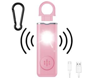mizikuu 130 dB Personal Alarm, Pocket Alarm Security Alarms Keychain with LED Light and USB Rechargeable Self Defense Keychain for Children Girls Elderly people Pink