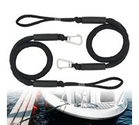 mizikuu 2 Pack Bungee Dock Line, 4 FT Black Mooring Rope for Boat Marine Rope with Hook Dock Lines Boat Anchor Accessories for Boats, Kayak, Jet Ski, Pontoon, Canoe