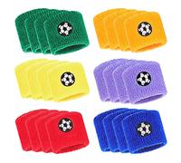 mizikuu 24 Pcs Children Sports Wristbands, Sweatbands Colorful Sports Wrist Kids Wristbands Kid Wrist Sweatbands Stretchy & Sweat Absorbing Cotton Terry Sports Party Favors for Sports Birthday Party