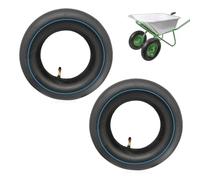 mizikuu 4.10/3.50-6 Inch Wheelbarrow Inner Tubes, 2 Pack Heavy Duty Inner Tubes with Angled Valve Hose Tube Replacement Tire Inner Lawn Mower Tyres for Wheelbarrows, Tractors, Sack Trucks, Mowers