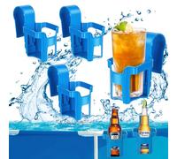 mizikuu 4 Pack Pool Cup Holder, Blue Poolside Cup Holders for Above Ground Pool Plastic NoSpills Pool Drink Holder Compatible with Above Ground Pools with 2 Inches or Thinner Round Top Bars