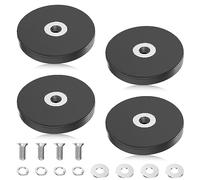 mizikuu 4 Pcs Rubber Coated Neodymium Magnets, Heavy Duty Non-Slip Mounting Magnet with with M6 Internal Thread Stud Adhesive Force up to 20 kg Black Round Disc Flat Magnets for Automotive