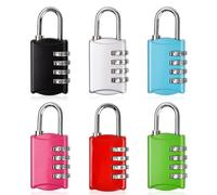mizikuu 6 Pack Luggage Locks Code Padlock, Combination Padlocks 4 Digit Pad Lock Small Padlock for Suitcase Padlocks Weatherproof Zinc Pad Locks with Code for Doors, Garages, Gyms Lockers