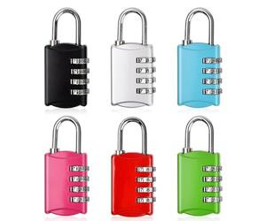 mizikuu 6 Pack Luggage Locks Code Padlock, Combination Padlocks 4 Digit Pad Lock Small Padlock for Suitcase Padlocks Weatherproof Zinc Pad Locks with Code for Doors, Garages, Gyms Lockers