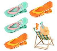 mizikuu Beach Towel Clips, 4 Pcs Towel Clips for Sun Loungers Windproof Towel Clips Large Plastic Slipper Bath Towel Clips Funny Clothes Pegs for Bath Towel, Clothing