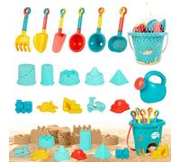 mizikuu Beach Toy Set for Kids, 18Pcs Kids Sand Toys Beach Accessories Castle Kit Molds Beach Bucket and Shovels Set Travel Sand Toys Outdoor Indoor Play Sand Toys for Toddlers Kids Age 3-10