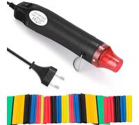 mizikuu Mini Heat Gun, 200℃ Portable Handheld Hot Air Gun with 328 PCS Heat Shrink Tube Foldable Stand Embossing Hot Air Gun Function Electrical Heat Tool for DIY Crafts, Heated Shrink, Ink Drying