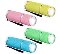mizikuu Mini LED Torch, 4 Pieces Aluminium Children's Torch Extremely Bright Waterproof with Lanyard Torch Small Gifts for Children's Birthday Party for Camping Hiking Emergencies