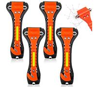 mizikuu Pack of 4 Car Emergency Hammers, 2-in-1 Emergency Escape Hammer with Seatbelt Cutter Carbon Steel Window Breaker Tool with Light Reflective Tape