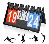 mizikuu Scoreboard, 6(4+2) Digit Portable Flip Scoreboard Waterproof Tabletop Score Board Pool for Basketball Football Baseball Volleyball Table Tennis, Display Numbers 00-99, Blue and Red