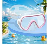mizikuu Snorkel Mask for Kids, Swimming Goggles Kids with Nose Cover for 4-12 Year Olds Children Anti-Fog No Leakage Diving Masks Comfortable Fit, Waterproof, Lake Blue (Pink)