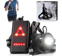 mizikuu USB Rechargeable Running Lights, Hands-Free Chest Light for Night Runners with Red Warning Light 90°Adjustable Beam Angle and 3 Lighting Modes Runner’s Chest Torch for Jogging