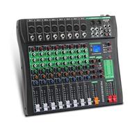 MIZISNR - 8 channel audio mixer, professional music sound mixer board with reverb, digital DJ mixing console with 48V phantom power, Bluetooth USB port