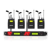 MIZISNR Wireless in Ear Monitor System, 2 Channel 4 Bodypacks Pro Mono IEM System for Musicians, Metal Rack Mount Monitor w/ 2x40 UHF Frequencies, 330ft Range for Band, Stage or Studio (IME-4000)