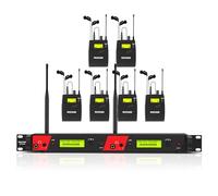 MIZISNR Wireless in Ear Monitor System, 2 Channel 6 Bodypacks Pro Mono IEM System for Musicians, Metal Rack Mount Monitor w/ 2x40 UHF Frequencies, 330ft Range for Band, Stage or Studio (IME-6000)