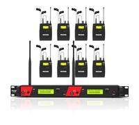 MIZISNR Wireless in Ear Monitor System, 2 Channel 8 Bodypacks Pro Mono IEM System for Musicians, Metal Rack Mount Monitor w/ 2x40 UHF Frequencies, 330ft Range for Band, Stage or Studio (IME-8000)