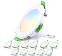 Mizlay 12PCS Led Recessed Ceiling Downlights 4W Dimmable 3CCT 88mm(Cut 68-75mm), IP44 Bathroom Spot Lights, LED Ceiling Spotlights Warm Natural Cool White Adjustable, AC220-240V Round White
