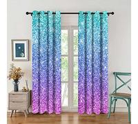 MIZSYE Gradient Color Shiny Print Curtains Gorgeous Rainbow Mermaid Blackout Curtains Room Darkening (No Sequins No Glitte) Suitable for Girls Bedroom Living Room Decoration 2 Panels 42x84 inch