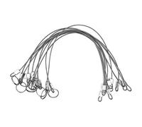 MIZUGIWA Stainless Steel Lanyard Cable,Tether Safety Wire for Loss Prevention 2 Loops w/Quick Release Ring & Rubber Coating 12",Silver/Black, Set of 10, Silver, 12"