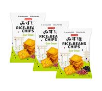 Mizuho Rice & Beans Chips, Sour Cream Flavour, Gluten Free, No MSG Added, 90g, Pack of 3