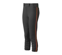 Mizuno Adult Women's Belted Piped Fastpitch Softball Pant, Black-Orange, XX-Large
