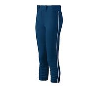 Mizuno Adult Women's Belted Piped Fastpitch Softball Pant, Navy-White, XX-Large