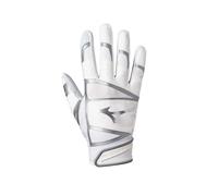Mizuno B-303 Adult Baseball Batting Glove White-Silver Medium