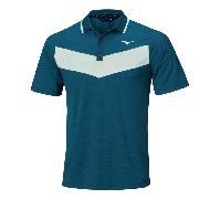 Mizuno Block Interlock Short Sleeve Polo Sailor Blue XXL Size: 2XL