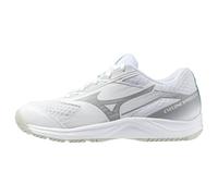Mizuno Cyclone Speed 5 Jr Court Shoes for Junior Players, White/Black/Frozen Emerald - 5 UK