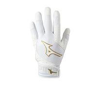 Mizuno Finch Women's Softball Padded Batting Glove, White-Gold, Small