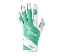 Mizuno Finch Women's Softball Padded Batting Glove, White-Mint, Large