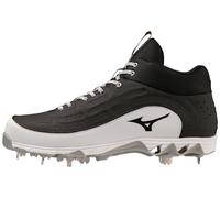 Mizuno Men's 9-Spike Ambition 3 Mid Baseball Cleats, Black/White, 14 UK