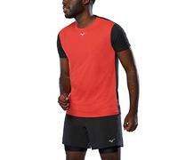 Mizuno Men's DryAeroFlow Tee Running, Fiery Red/Black, L
