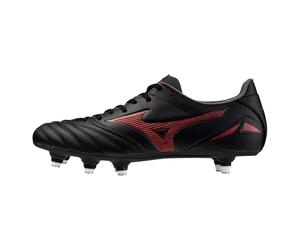 Mizuno Mens Morelia Neo 4 Adults Soft Ground Rugby Boots Black/Red/Black 11