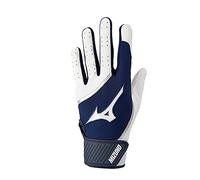 Mizuno MVP Adult Baseball Batting Glove, White-Navy, Medium