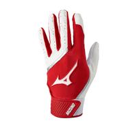 Mizuno MVP Youth Baseball Batting Glove White-Red Medium