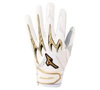 Mizuno Pro PowerArc Baseball Batting Glove, White Gold, Medium