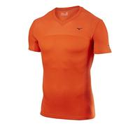 Mizuno Running Men's Breath Thermo Body Mapping Short Sleeve Top, Orange-Dark Slate, Large
