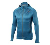 Mizuno Running Men's Breath Thermo Double Full Zip Hooded Top, Ink Blue-Dark Slate, Large