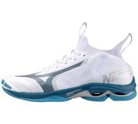 Mizuno Unisex-Adult Wave Lightning Neo 2 Volleyball Shoe, White-moroccan Blue, 16.5 Wide Women/15 Men