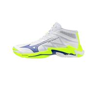 Mizuno Wave Lightning Elite Mid Volleyball Shoes, White Blue Yellow Fluo, White, 6.5 UK
