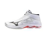 Mizuno Wave Lightning PRO Mid Volleyball Shoes, White Black Red, Lightweight Cushioning with PoWnCe Midsole, White, 6 UK