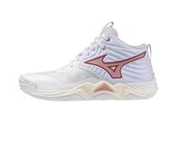Mizuno Wave Momentum Elite Mid Mid-Top White Red Volleyball Shoes with Enerzy Cushioning, White, 5 UK