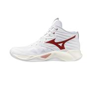 Mizuno Wave Momentum PRO Mid Volleyball Shoes, White and Red, Enerzy NXT Cushioning, Wave Stability, White, 7 UK