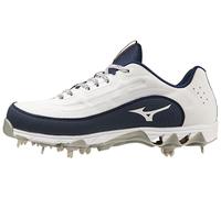 Mizuno Women's 9-Spike Swift 8 Low Metal Softball Cleat, White-Navy, 8.5