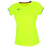 Mizuno Women's Core Short Sleeve Tee W T-Shirt, Womens, T-Shirt, 32EA720244, Yellow Fluo/Royal, M